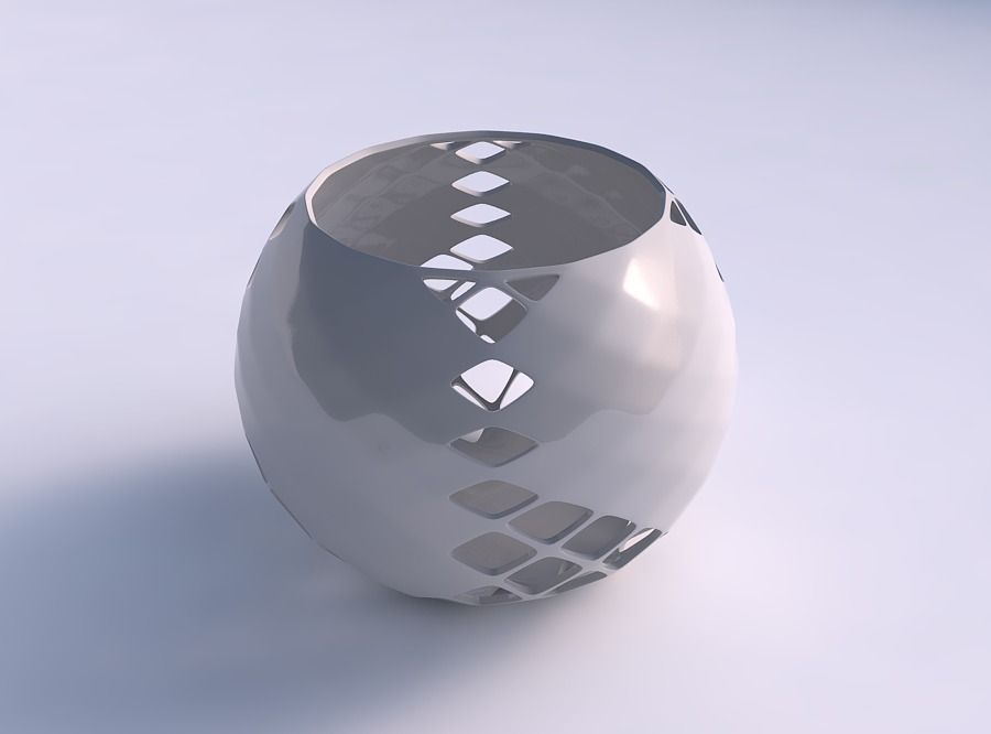Bowl spheric with diagonal grid lattice 2 3D print model_0