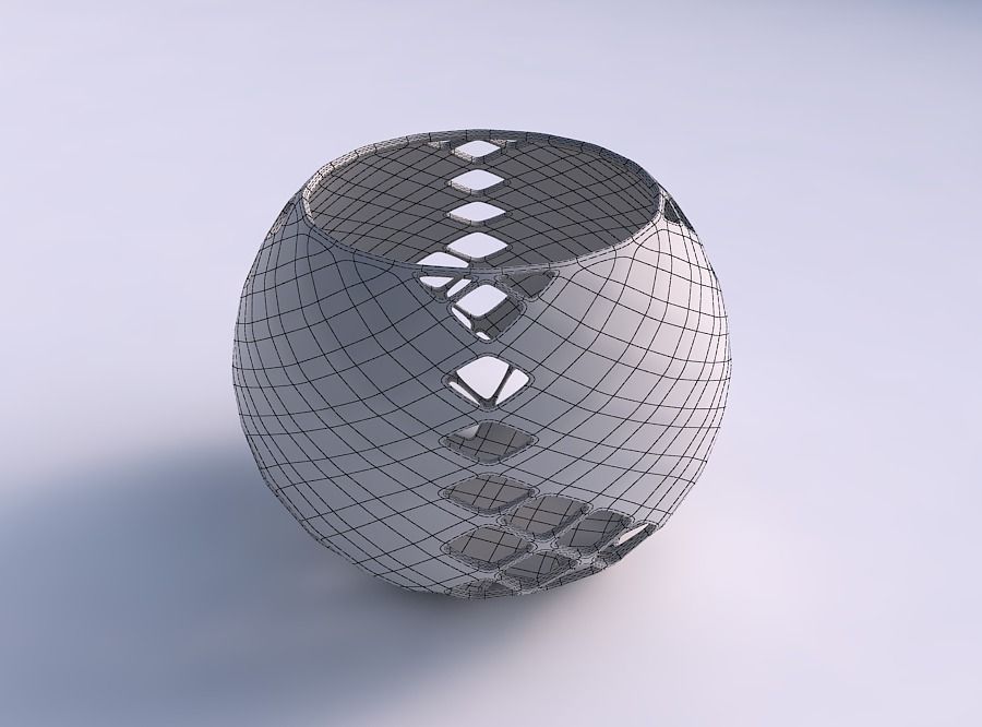 Bowl spheric with diagonal grid lattice 2 3D print model_5