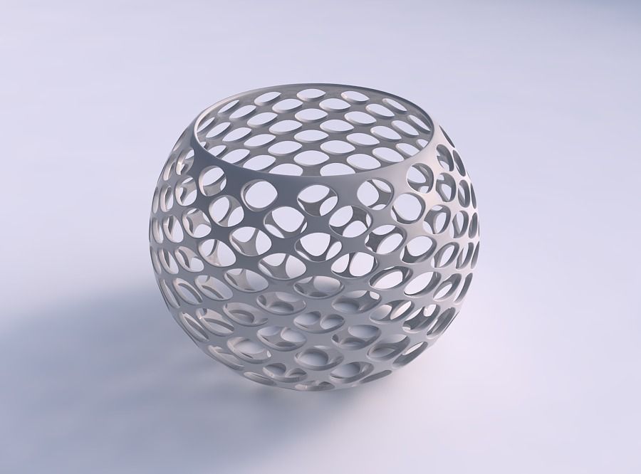 Bowl spheric with bubble grid lattice 3D print model_0