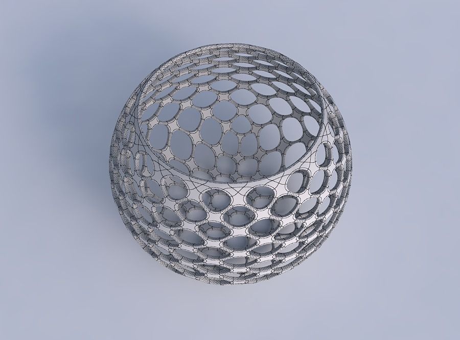 Bowl spheric with bubble grid lattice 3D print model_6
