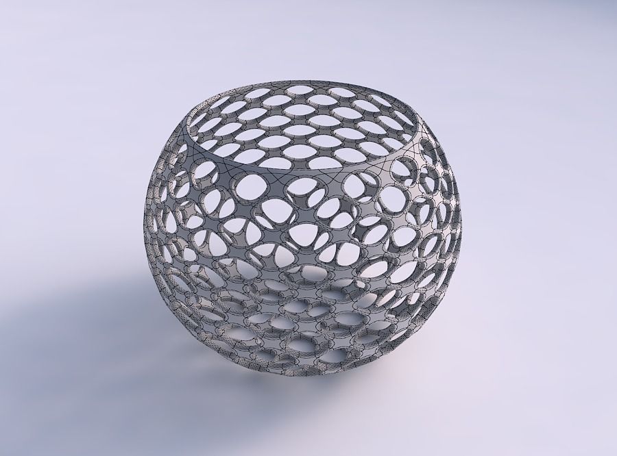 Bowl spheric with bubble grid lattice 3D print model_5