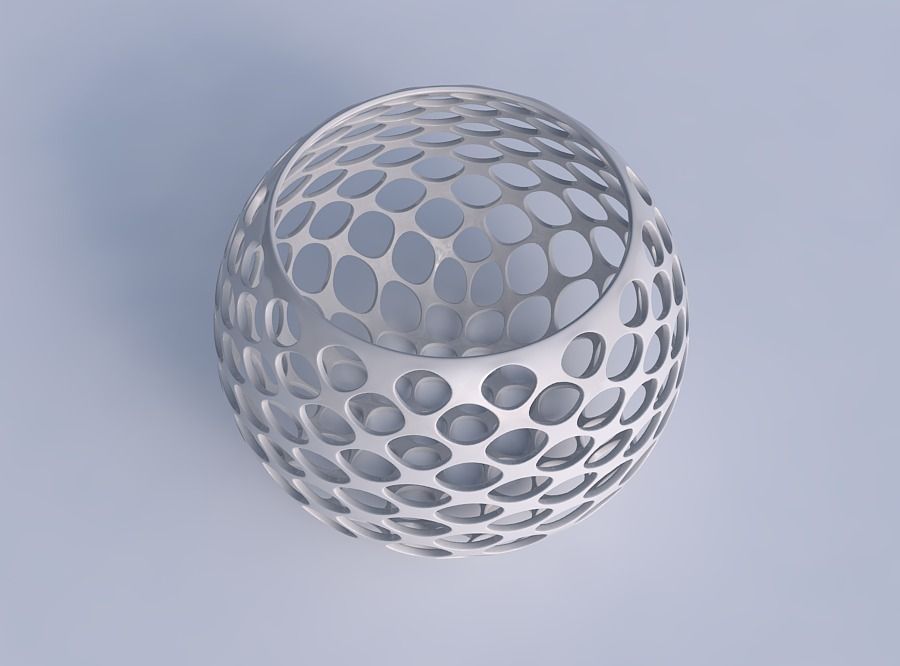 Bowl spheric with bubble grid lattice 3D print model_1