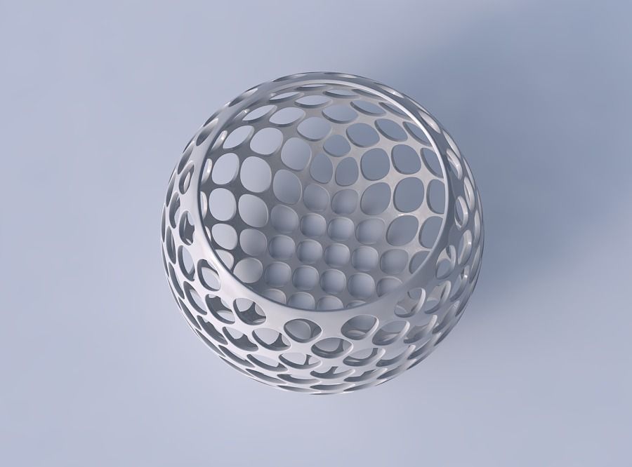 Bowl spheric with bubble grid lattice 3D print model_2