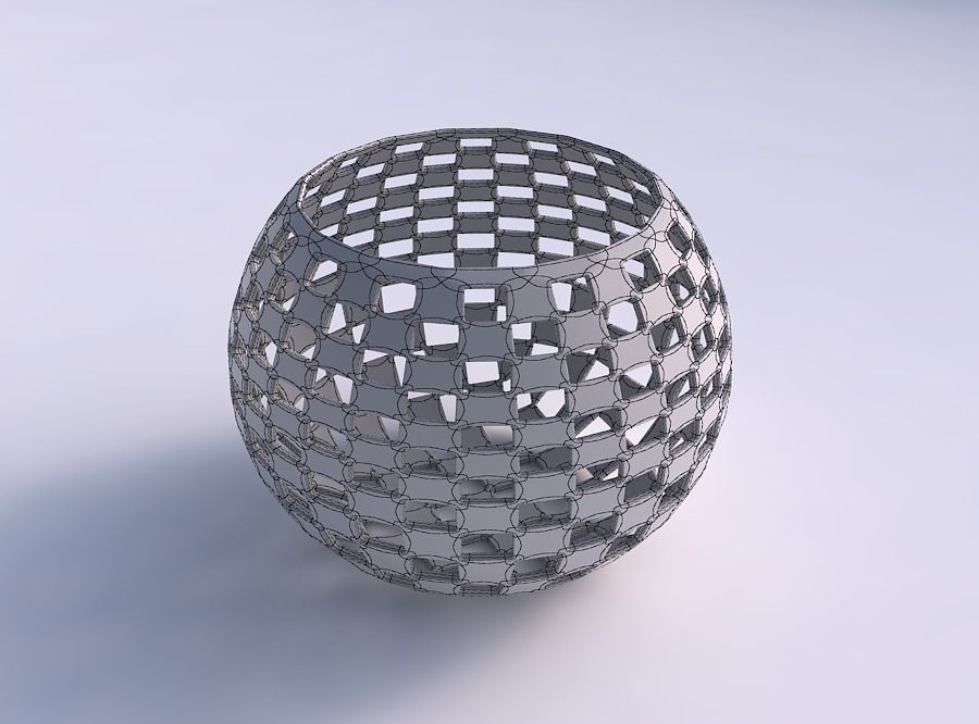 Bowl spheric with checker grid lattice 3D print model_5