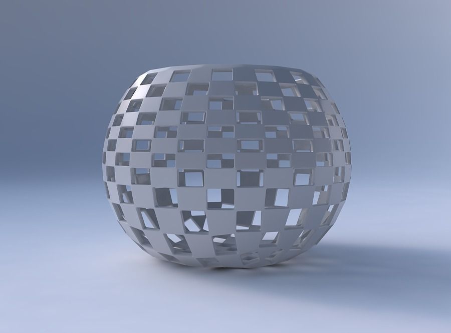Bowl spheric with checker grid lattice 3D print model_4