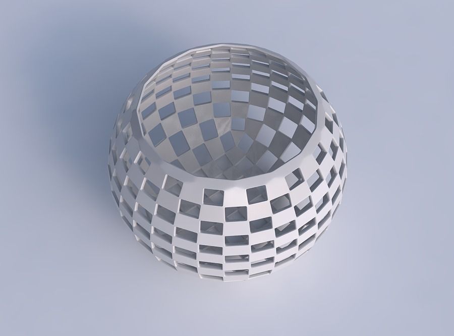 Bowl spheric with checker grid lattice 3D print model_1