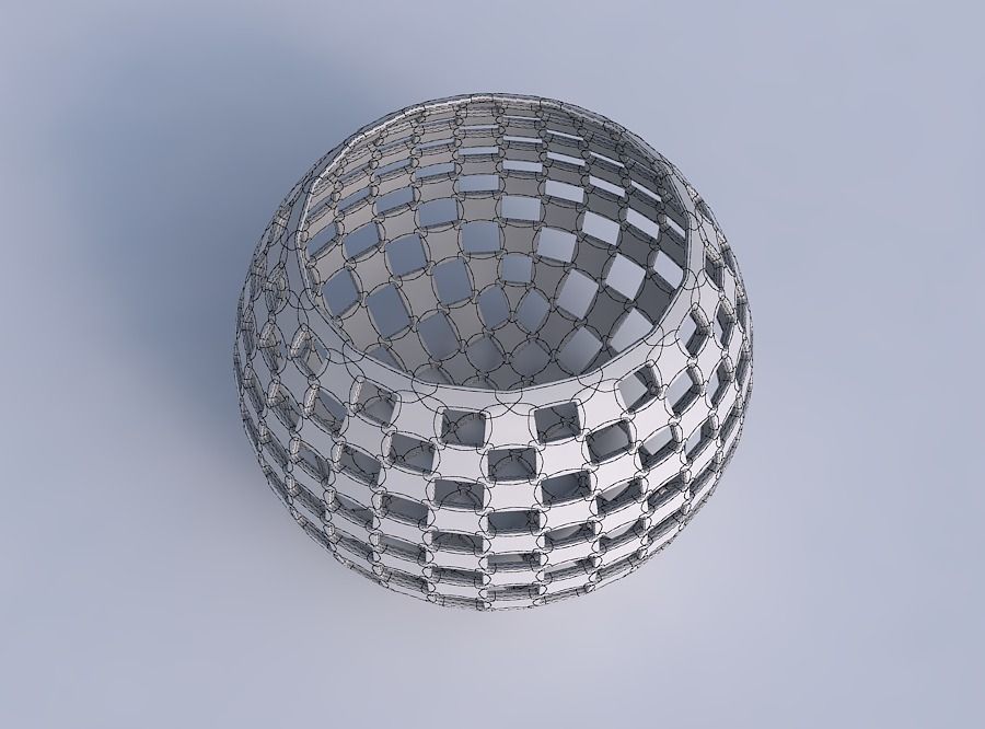 Bowl spheric with checker grid lattice 3D print model_6