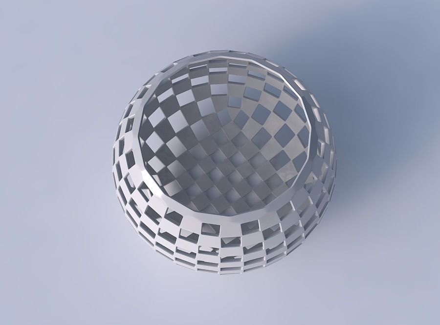 Bowl spheric with checker grid lattice 3D print model_2