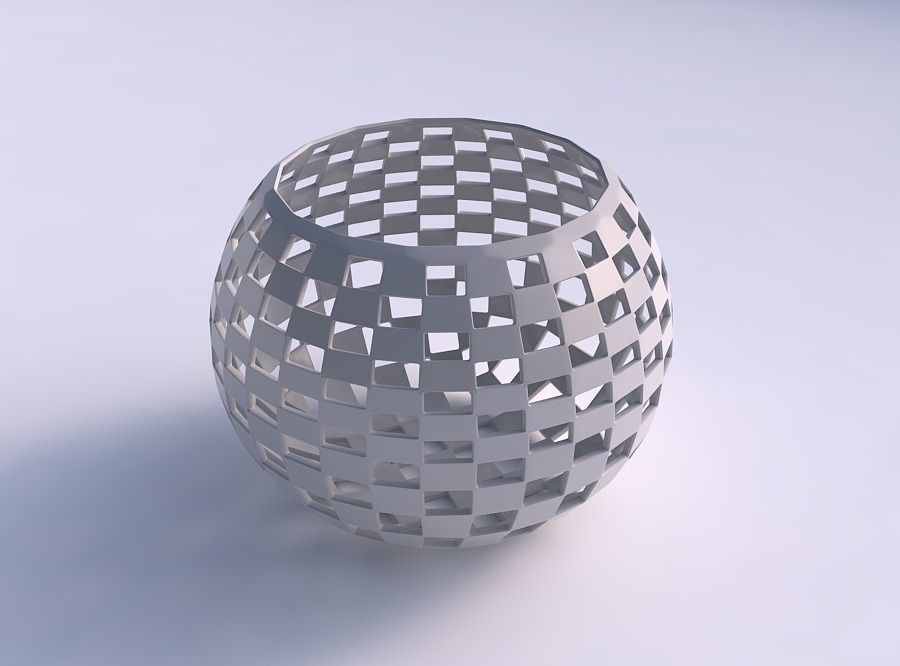 Bowl spheric with checker grid lattice 3D print model_0