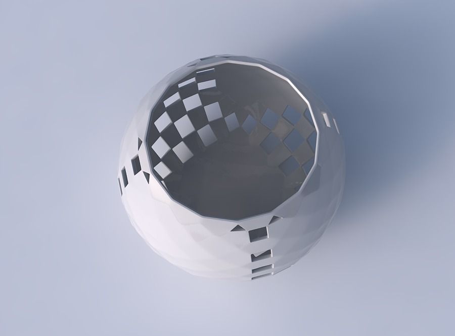 Bowl spheric with checker grid lattice 3 3D print model_2
