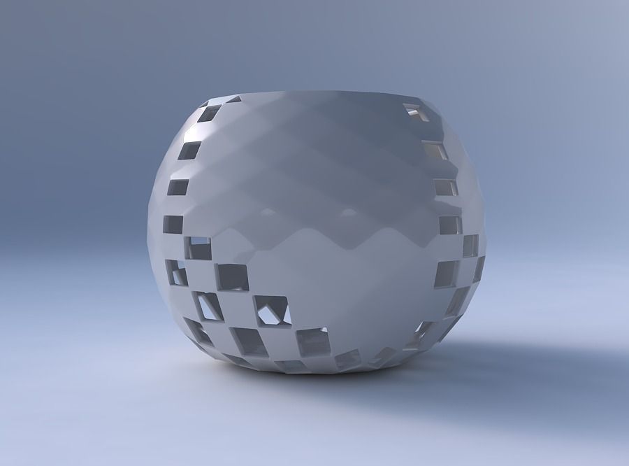 Bowl spheric with checker grid lattice 3 3D print model_4