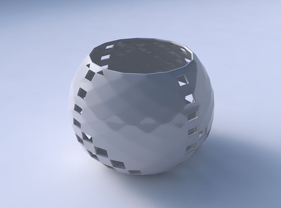 Bowl spheric with checker grid lattice 3 3D print model_3