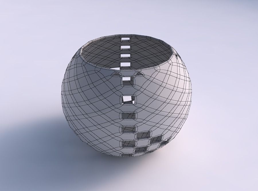 Bowl spheric with checker grid lattice 3 3D print model_5