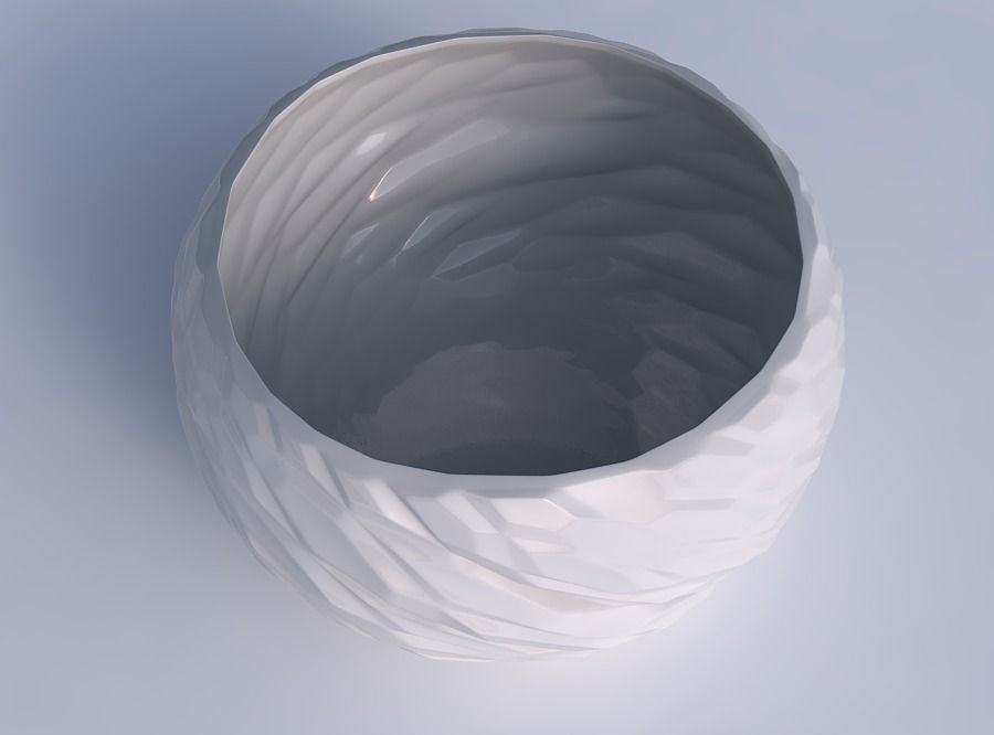 Bowl spheric twisted with twisted rocky bulges 3D print model_1