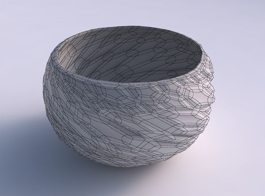 Bowl spheric twisted with twisted rocky bulges 3D print model_5
