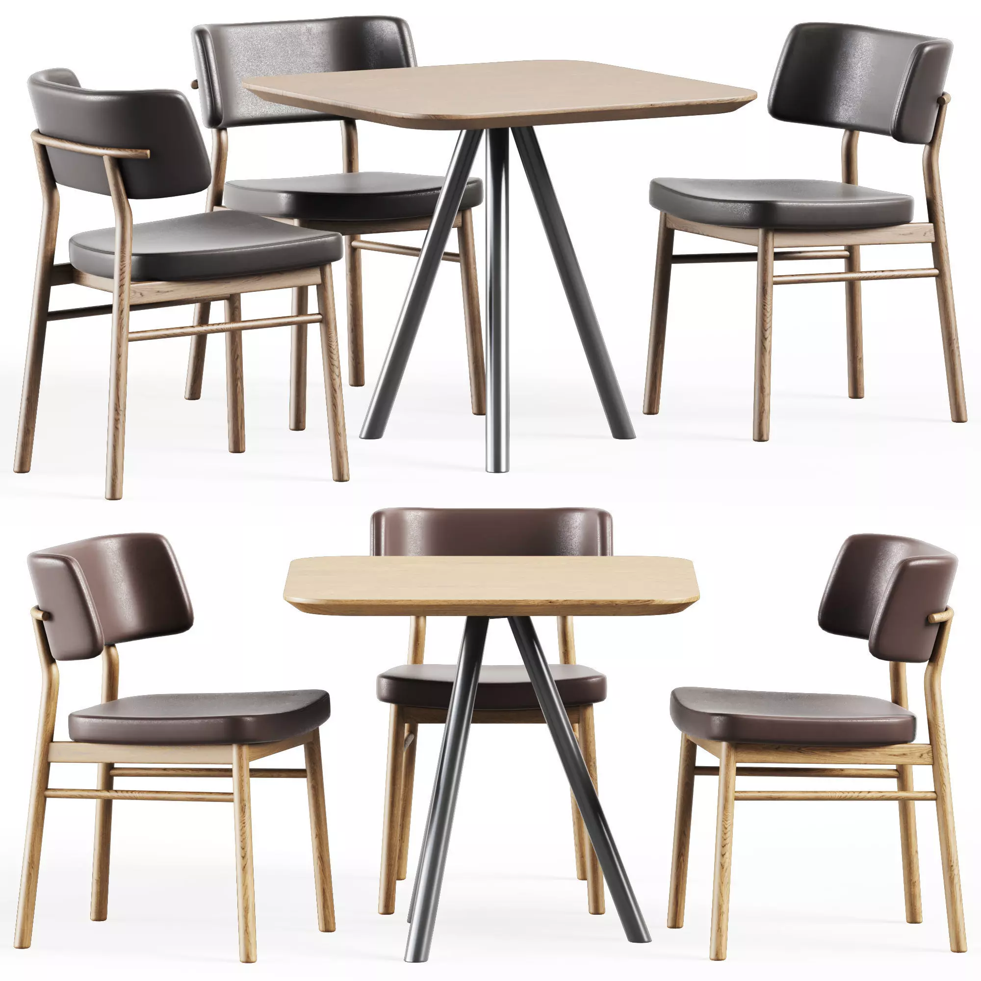 Table Aky Contract S80 and Wooden Chair Marlen by TrabA 3D model