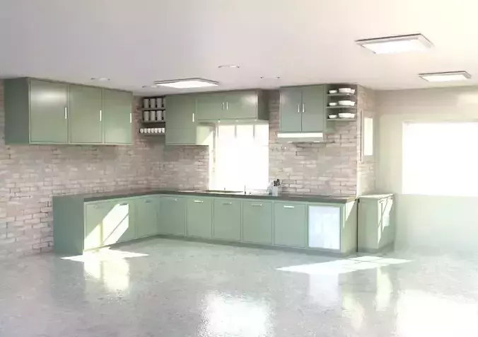 Green kitchen room