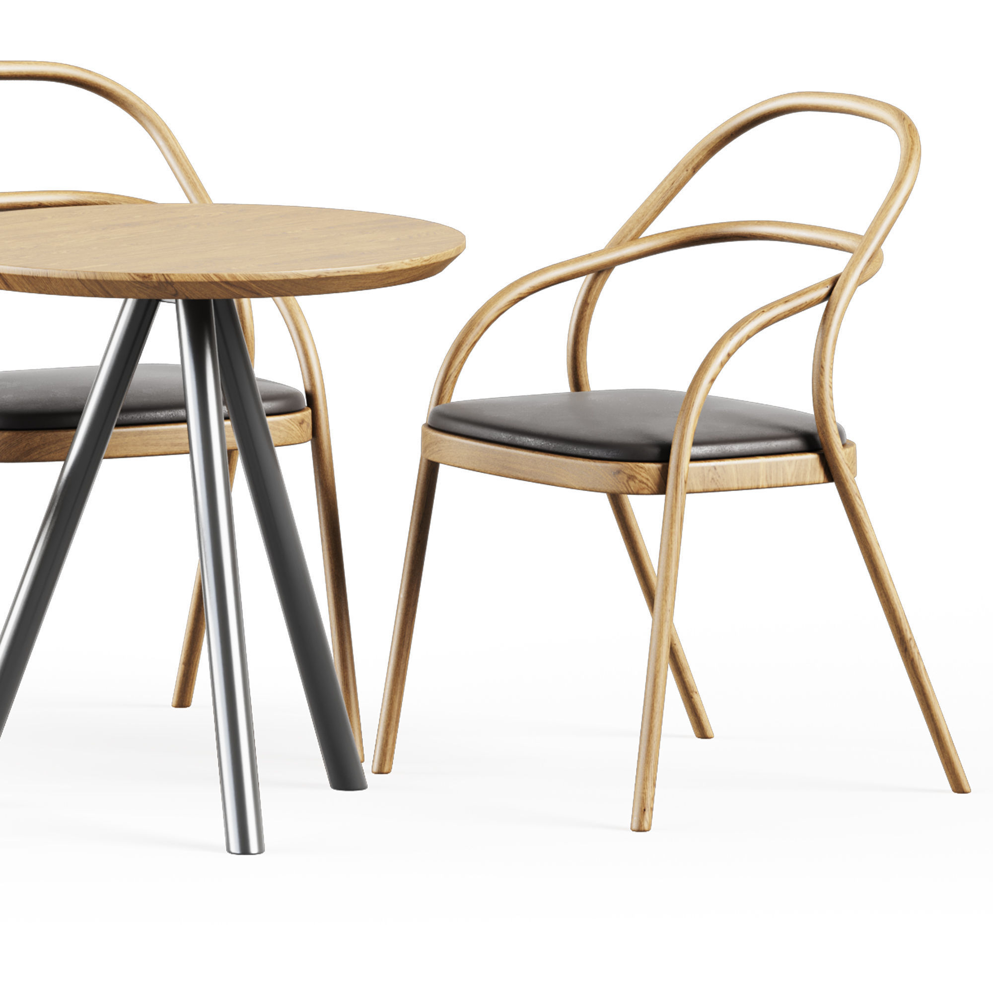 Table Aky Contract D70 by TrabA and Wooden Chair 002 by Ton 3D model_3