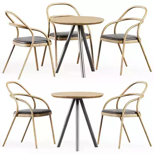 Table Aky Contract D70 by TrabA and Wooden Chair 002 by Ton