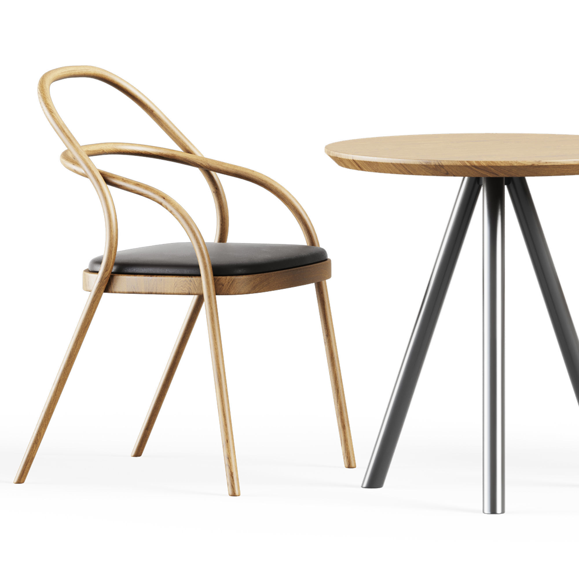 Table Aky Contract D70 by TrabA and Wooden Chair 002 by Ton 3D model_2