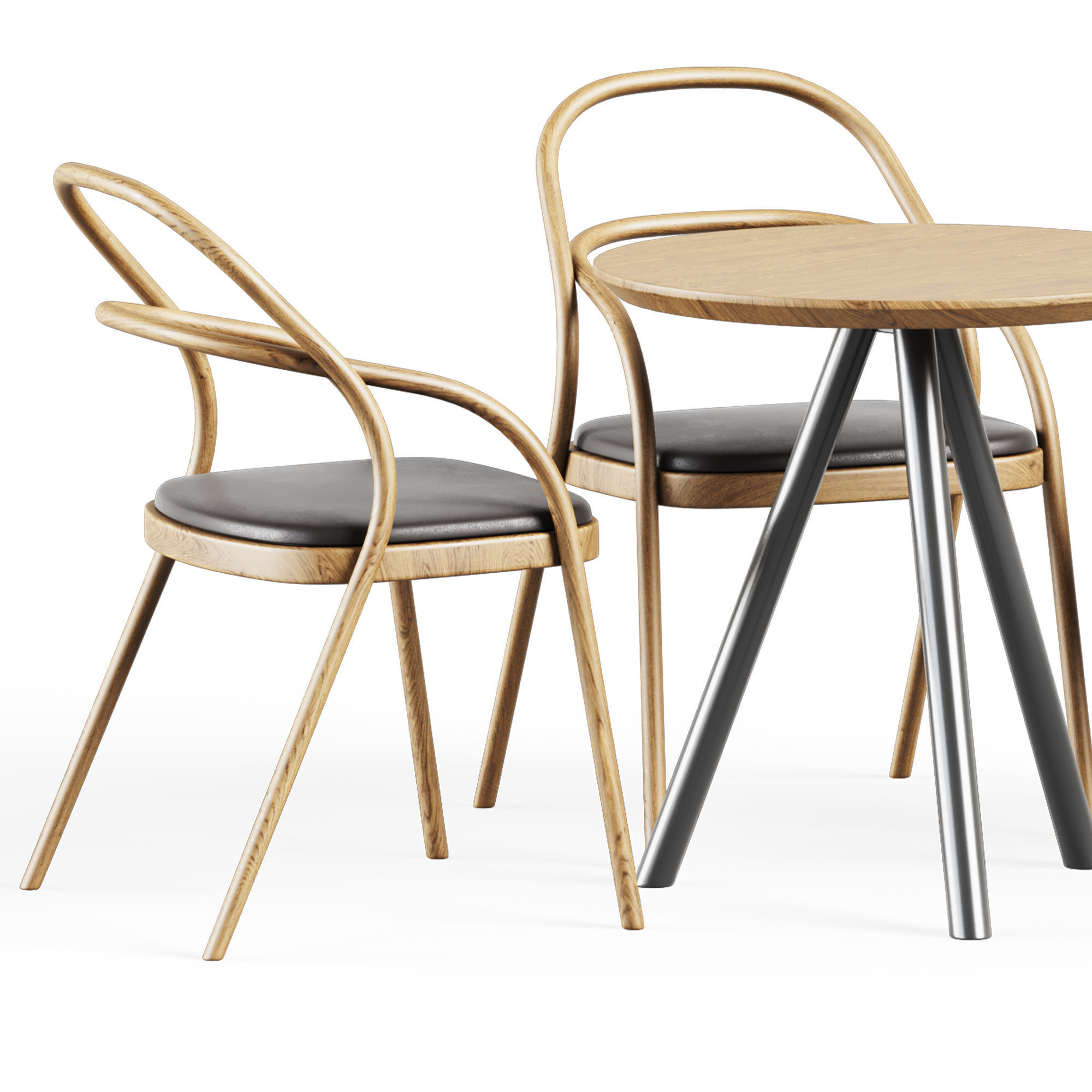 Table Aky Contract D70 by TrabA and Wooden Chair 002 by Ton 3D model_1