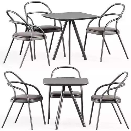 Table Aky Contract S70 by TrabA and Upholstered Chair 002 by Ton