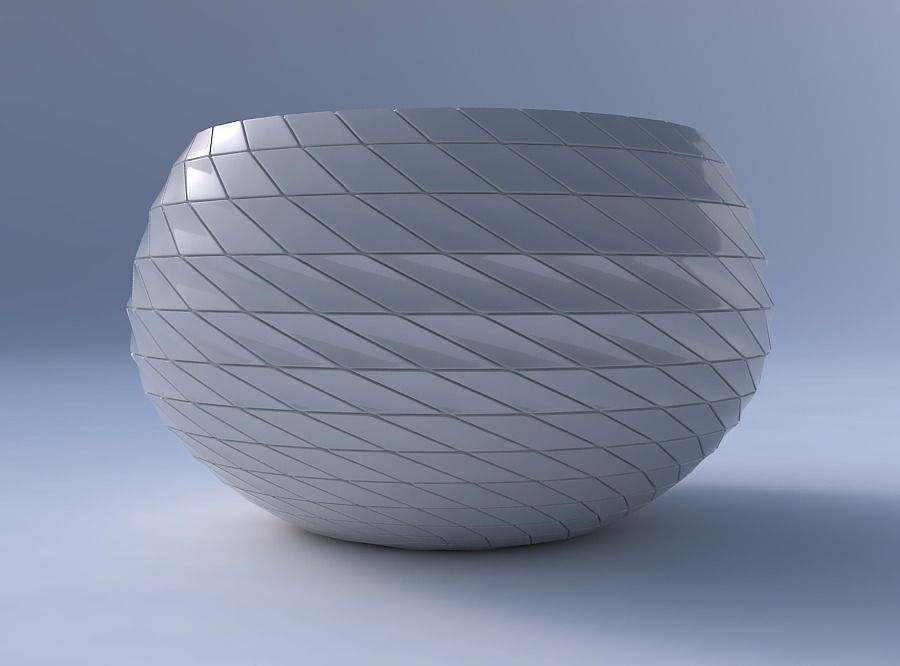 Bowl spheric twisted with twisted grid plates 3D print model_4