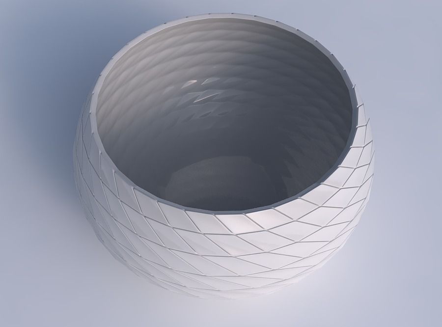 Bowl spheric twisted with twisted grid plates 3D print model_1