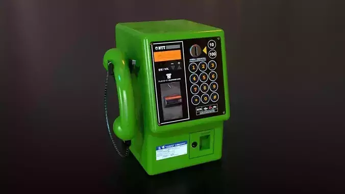 Japanese Payphone Game Ready Low-poly 3D model