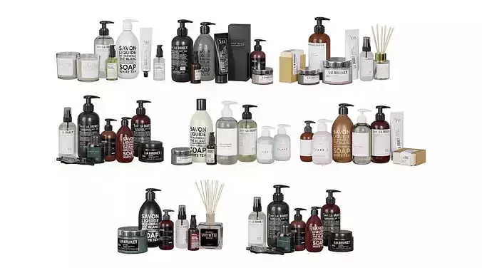 Bathroom Black And White Cosmetics BLENDER 3D Model Cycles