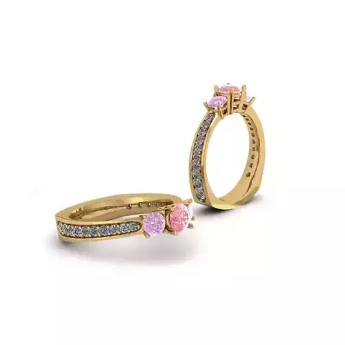 3d-model ring two sapphire and diamond rings gold