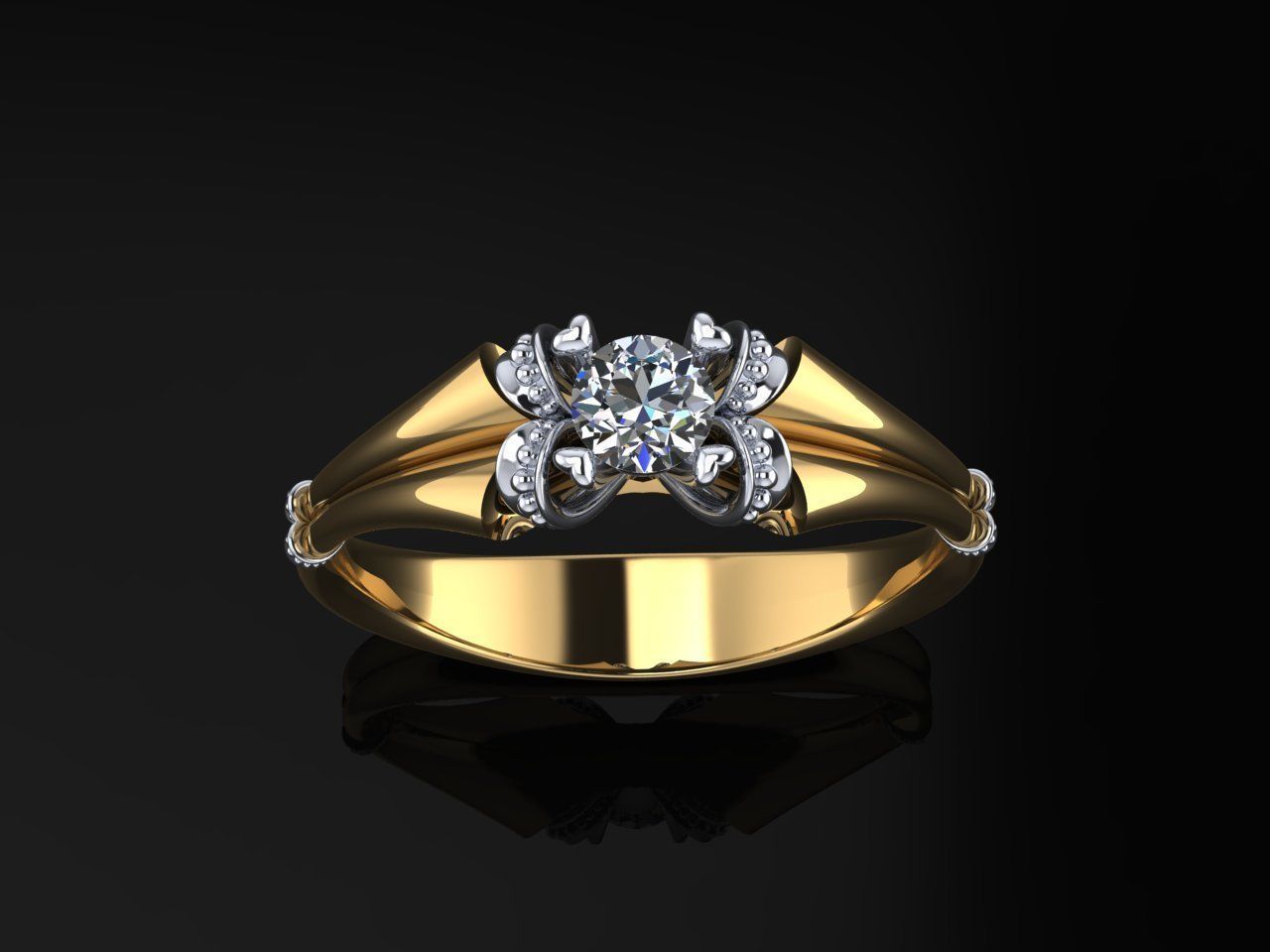 Engagement ring 3D print model_1