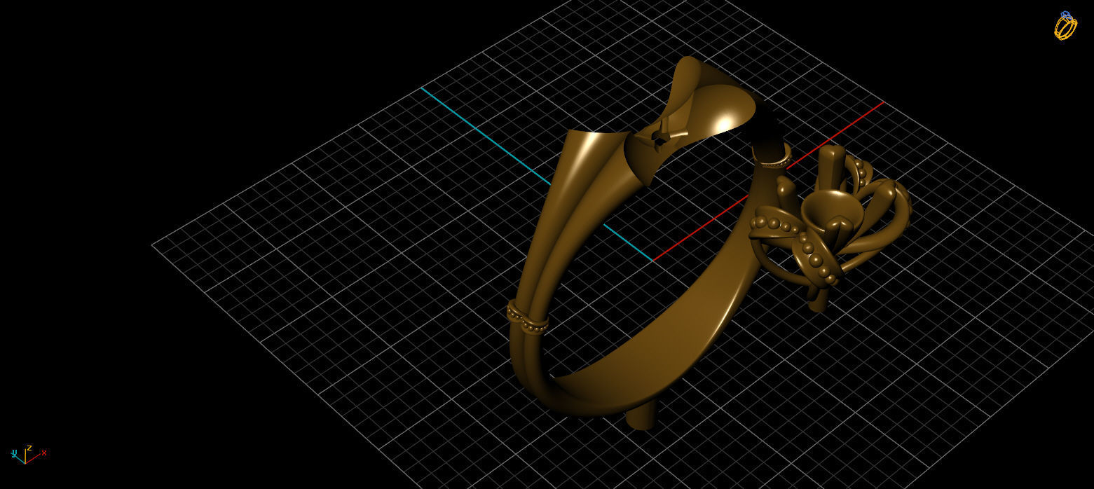 Engagement ring 3D print model_5