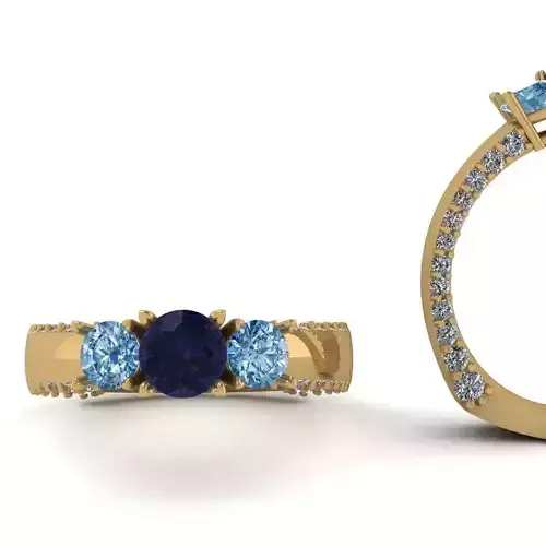 3d- model ring two gold rings with sapphires and diamonds