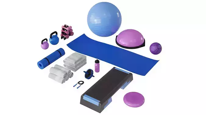 Home Fitness Set BLENDER 3D Model Cycles 3D model