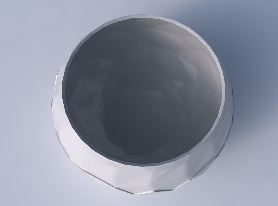 Bowl spheric twisted with partial random triangle plates 3D print model_2