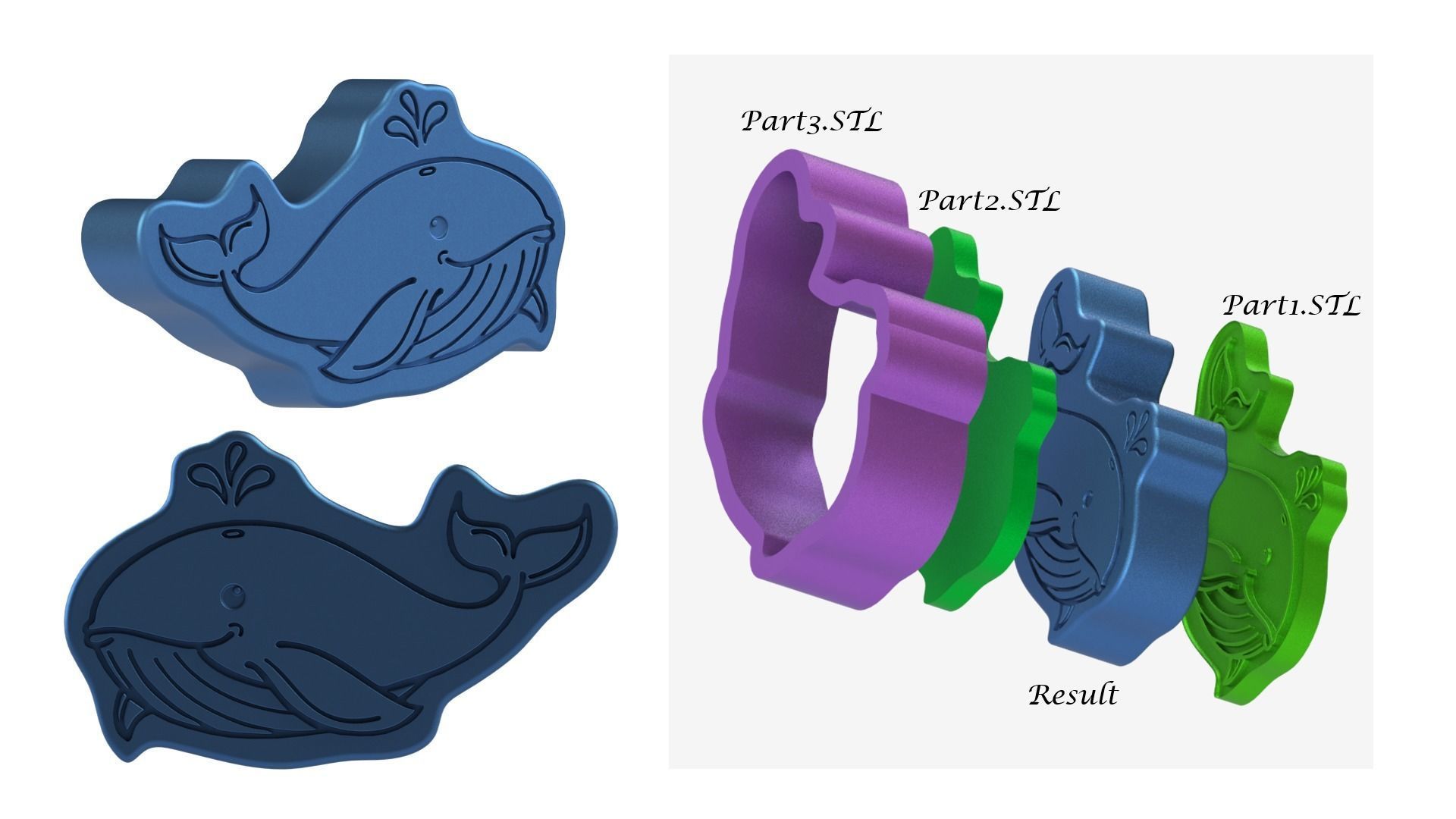 Whale mold Bath bomb Solid shampoo 3D print model 3D print model_1