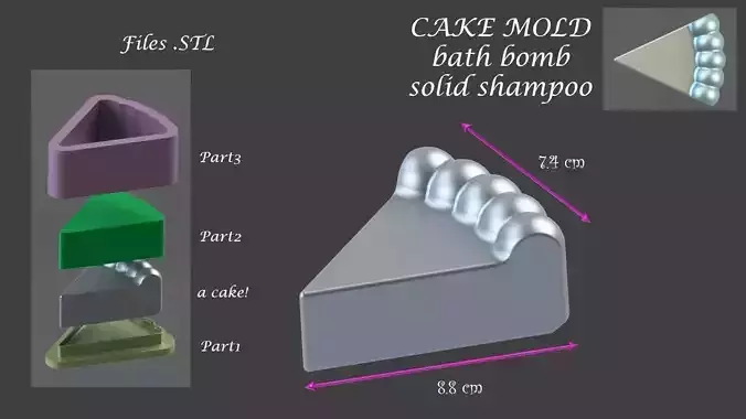 Cake mold Bath bomb Solid shampoo 3D print model 3D print model