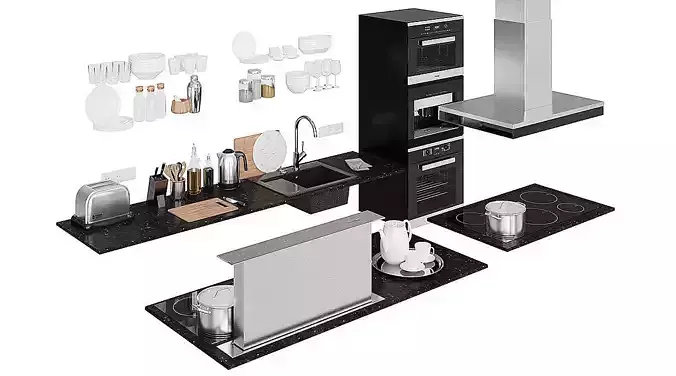 Kitchen Decor Island BLENDER 3D Model Cycles 3D model