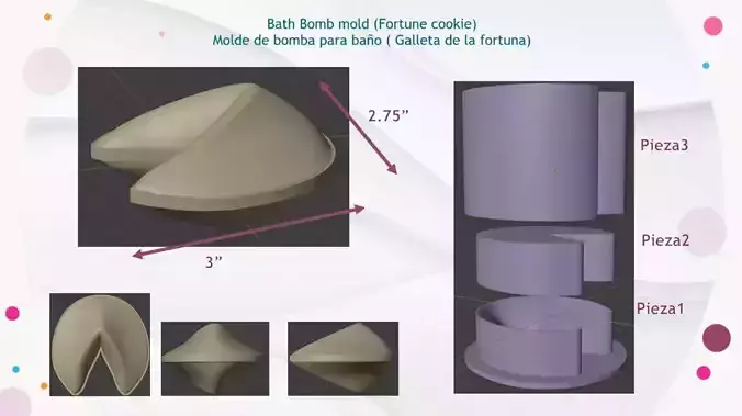 Fortune cookie mold Bath bomb Solid shampoo 3D print model
