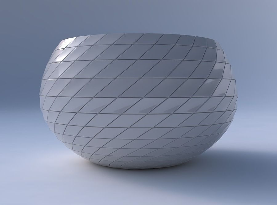 Bowl spheric twisted with grid plates 3D print model_4