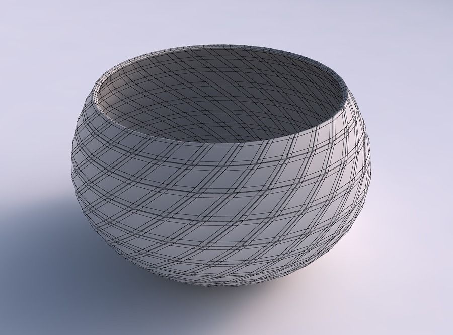 Bowl spheric twisted with grid plates 3D print model_5