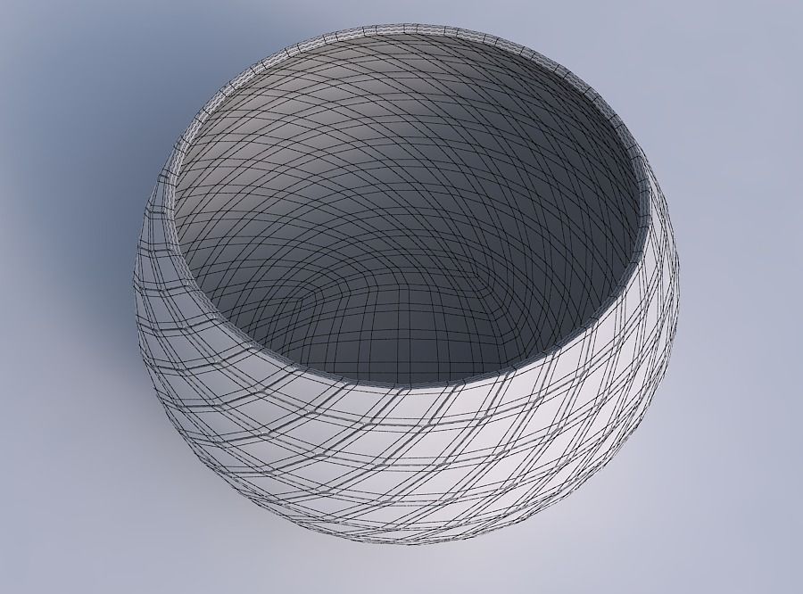 Bowl spheric twisted with grid plates 3D print model_6