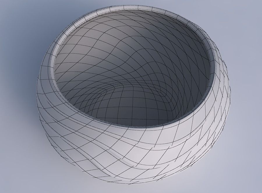 Bowl spheric twisted with horizontal wavy inverted layers 3D print model_6