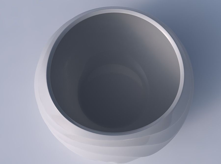 Bowl spheric twisted with horizontal wavy inverted layers 3D print model_2