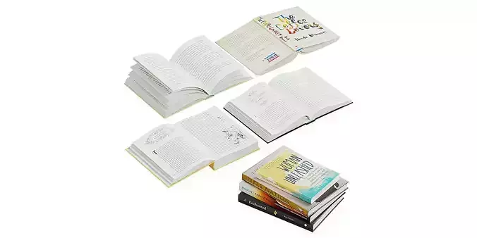Open Books Set BLENDER 3D Model Cycles 3D model