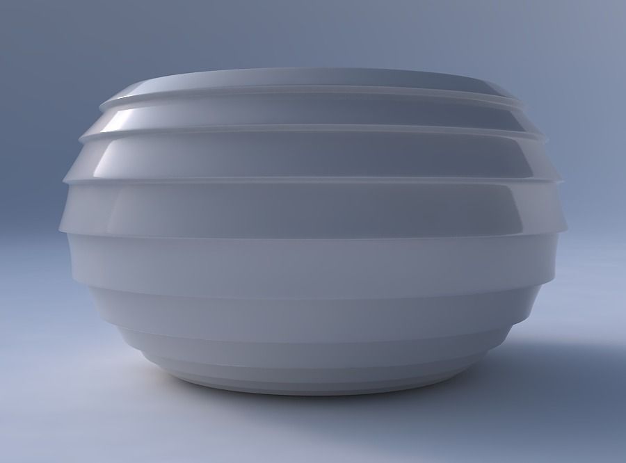 Bowl spheric twisted with horizontal inverted layers 3D print model_4