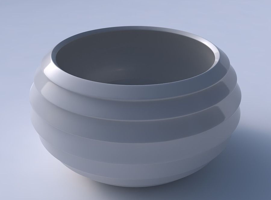 Bowl spheric twisted with horizontal inverted layers 3D print model_3