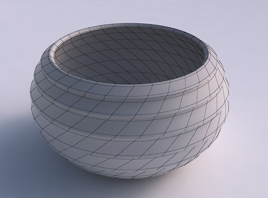 Bowl spheric twisted with horizontal inverted layers 3D print model_5