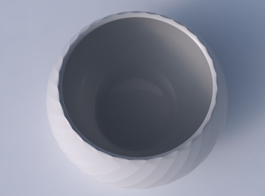 Bowl spheric twisted with fine bands uniform vertical 3D print model_2